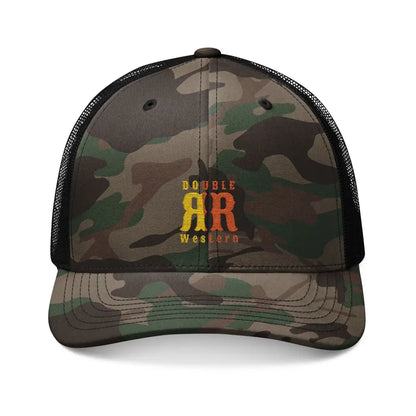 Double R Western™ Logo Trucker Hat – Yellow & Orange Gradient | Camouflage Outdoor Cap One size / Camo Black Hats