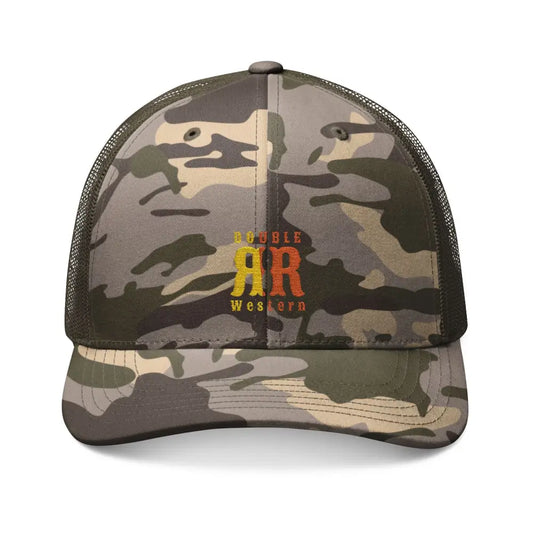 Double R Western™ Logo Trucker Hat – Yellow & Orange Gradient | Camouflage Outdoor Cap One size / Camo Olive Hats