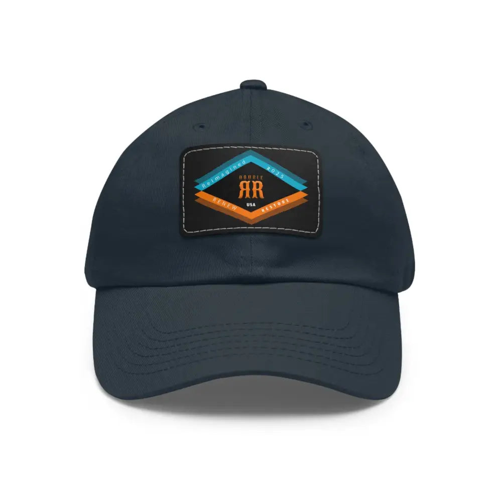 ’Double RR Reimagined 2025’’’ Double R Western’s Dad Hat with Leather Patch (Rectangle) Navy / Black patch / Rectangle