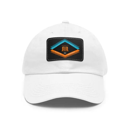 ’Double RR Reimagined 2025’’’ Double R Western’s Dad Hat with Leather Patch (Rectangle) White / Black patch / Rectangle
