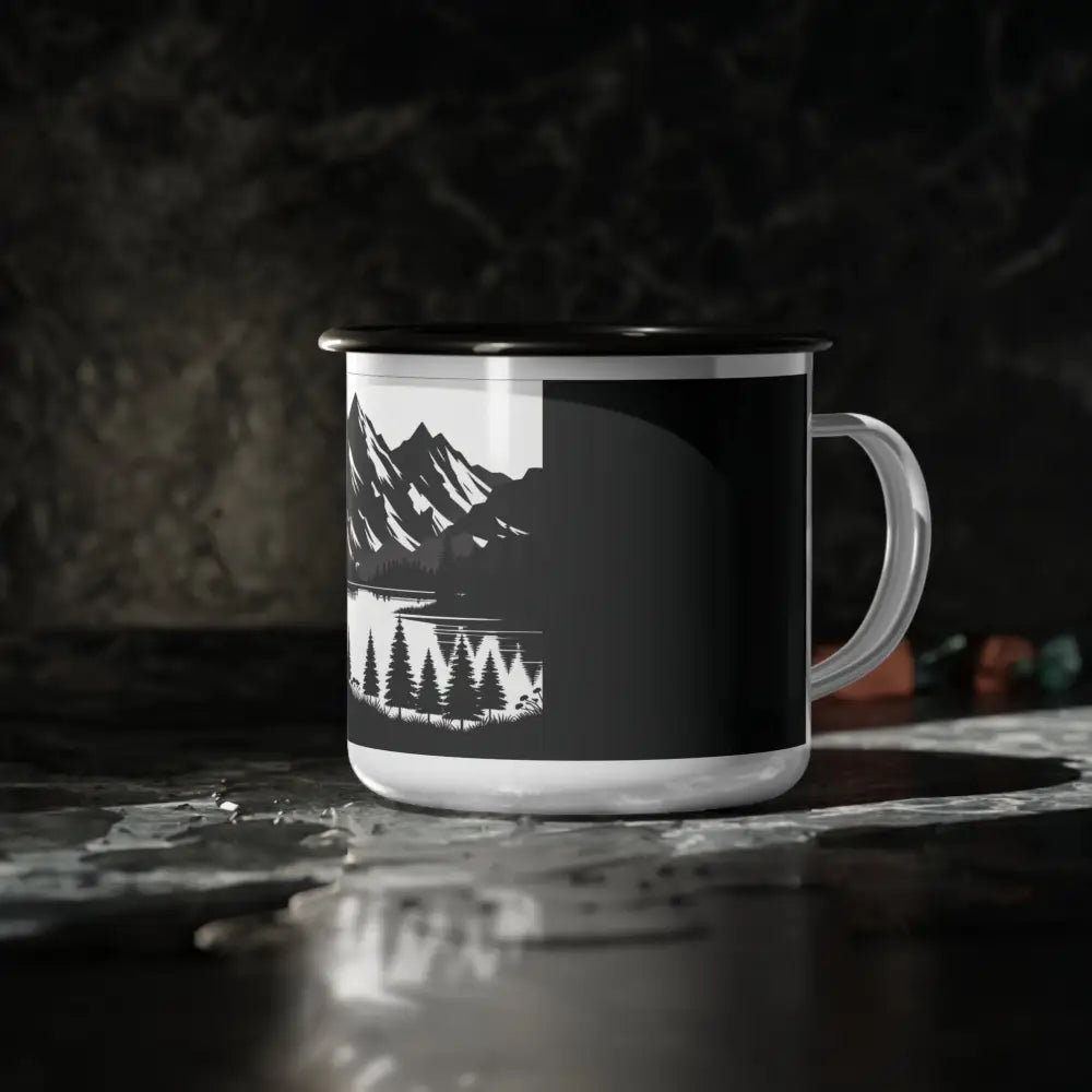 ’Embrace the Wilderness’ - Double R Western Enamel Camp Cup - 12oz / Black Rim - Mug