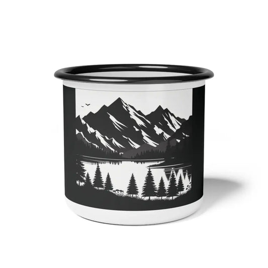 ’Embrace the Wilderness’ - Double R Western Enamel Camp Cup - 12oz / Black Rim - Mug