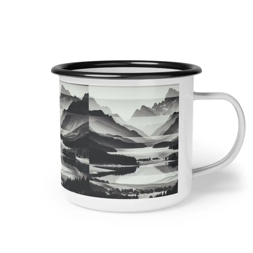 ’Embrace the Wilderness’ Double R Western abstract Enamel Camp Cup 12oz / Black Rim Mug