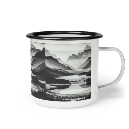 ’Embrace the Wilderness’ Double R Western abstract Enamel Camp Cup 12oz / Black Rim Mug