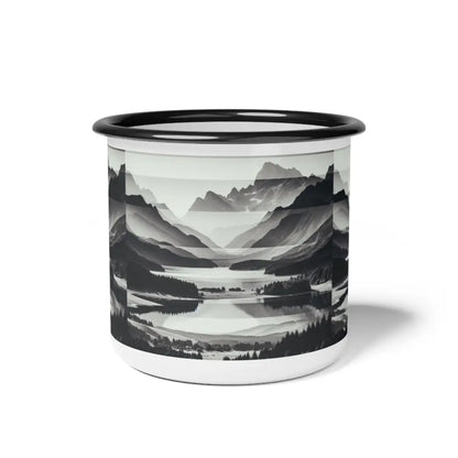 ’Embrace the Wilderness’ Double R Western abstract Enamel Camp Cup 12oz / Black Rim Mug