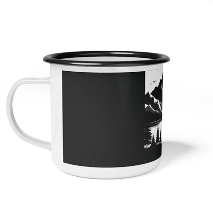 ’Embrace the Wilderness’ Double R Western Enamel Camp Cup 12oz / Black Rim Mug