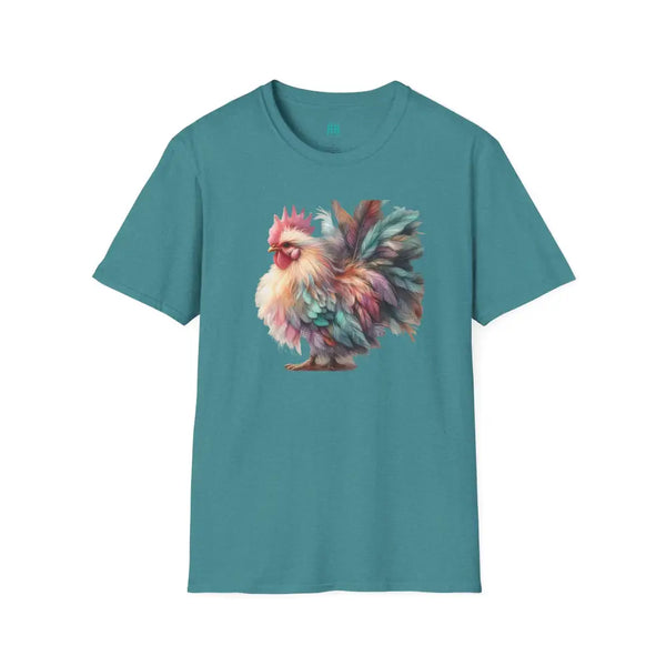 The Enchanted Fluffy Chicken Tee – Whimsical Elegance Unisex Softstyle Tee Heather Galapagos Blue / S T Shirt
