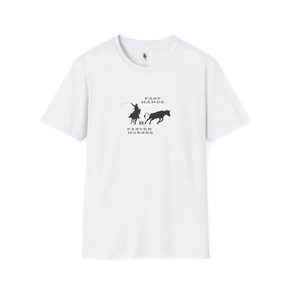 ’Fast Hands Faster Horses’ - Double R Western’s™ - Softstyle T-Shirt - XS / White - T-Shirt