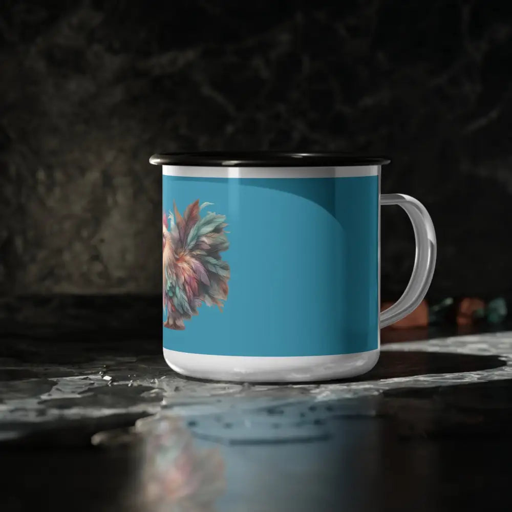 Fluffy Chicken - Enamel Camp Mug - 12oz / Black Rim - Mug