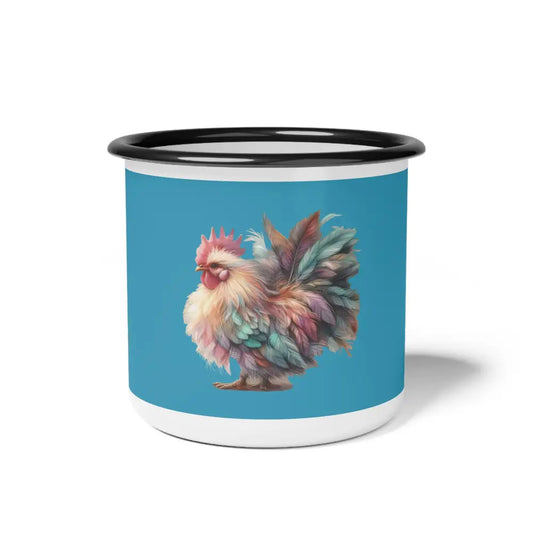 Fluffy Chicken - Enamel Camp Mug - 12oz / Black Rim - Mug