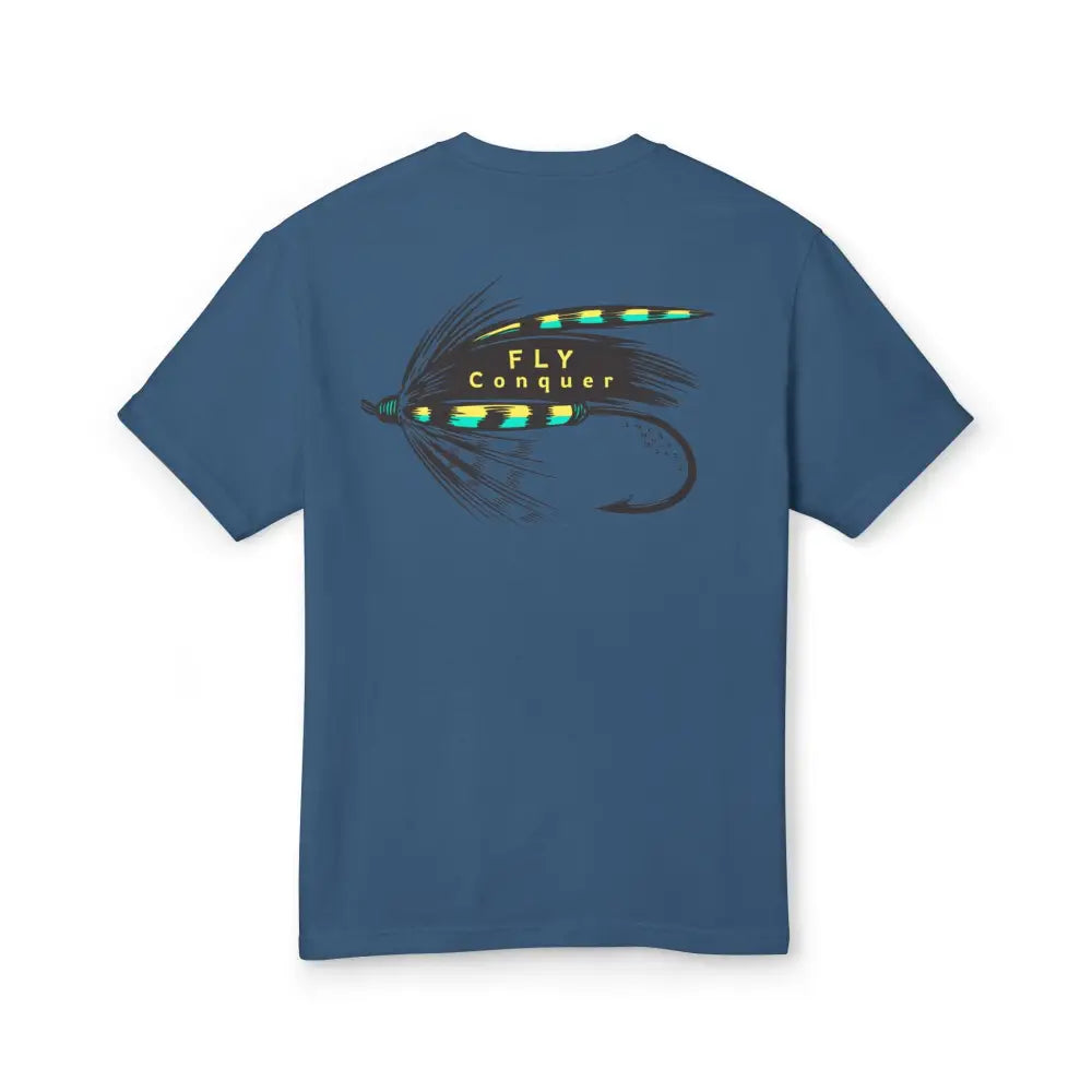 ’Fly Conquer’ - Double R Western™ Garment- Dyed Heavyweight Cotton Tee-Back Graphic design - Faded Navy / S - T-Shirt