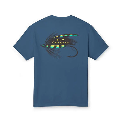 ’Fly Conquer’ - Double R Western™ Garment- Dyed Heavyweight Cotton Tee-Back Graphic design - Faded Navy / S - T-Shirt