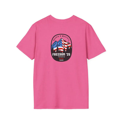 FREEDOM ‘25 Tetonia USA Mountain Flag Tee – Double R Western™ Hot Off the Trail S / Heather Heliconia T Shirt