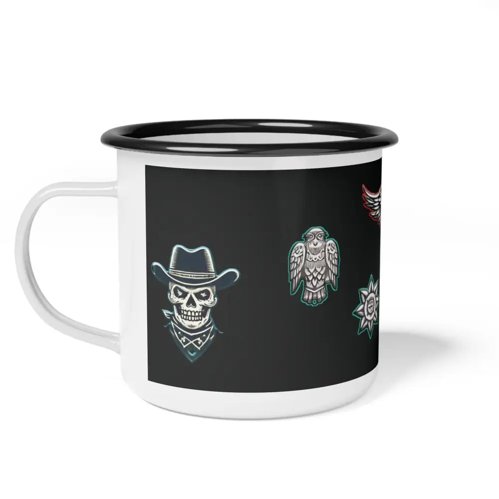 ’Frontier Legend’ - Double R Western - Enamel Camp Cup - 12oz / Black Rim - Mug