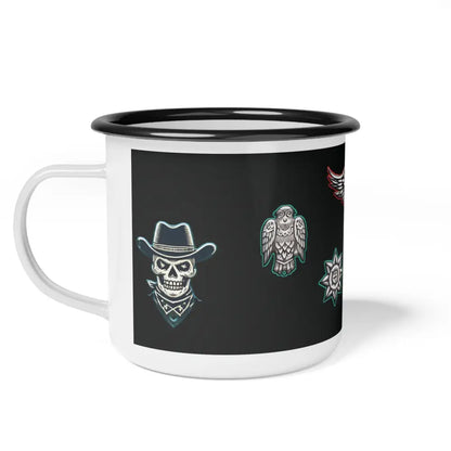 ’Frontier Legend’ - Double R Western - Enamel Camp Cup - 12oz / Black Rim - Mug