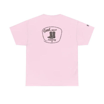 ’God Bless Country’ - Double R Western’s - Back Graphic Heavy Cotton Tee - Light Pink / S - T-Shirt