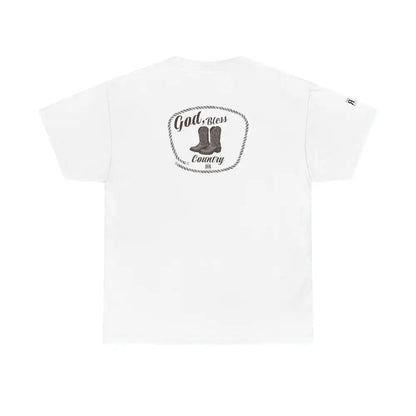 ’God Bless Country’ - Double R Western’s - Back Graphic Heavy Cotton Tee - White / L - T-Shirt