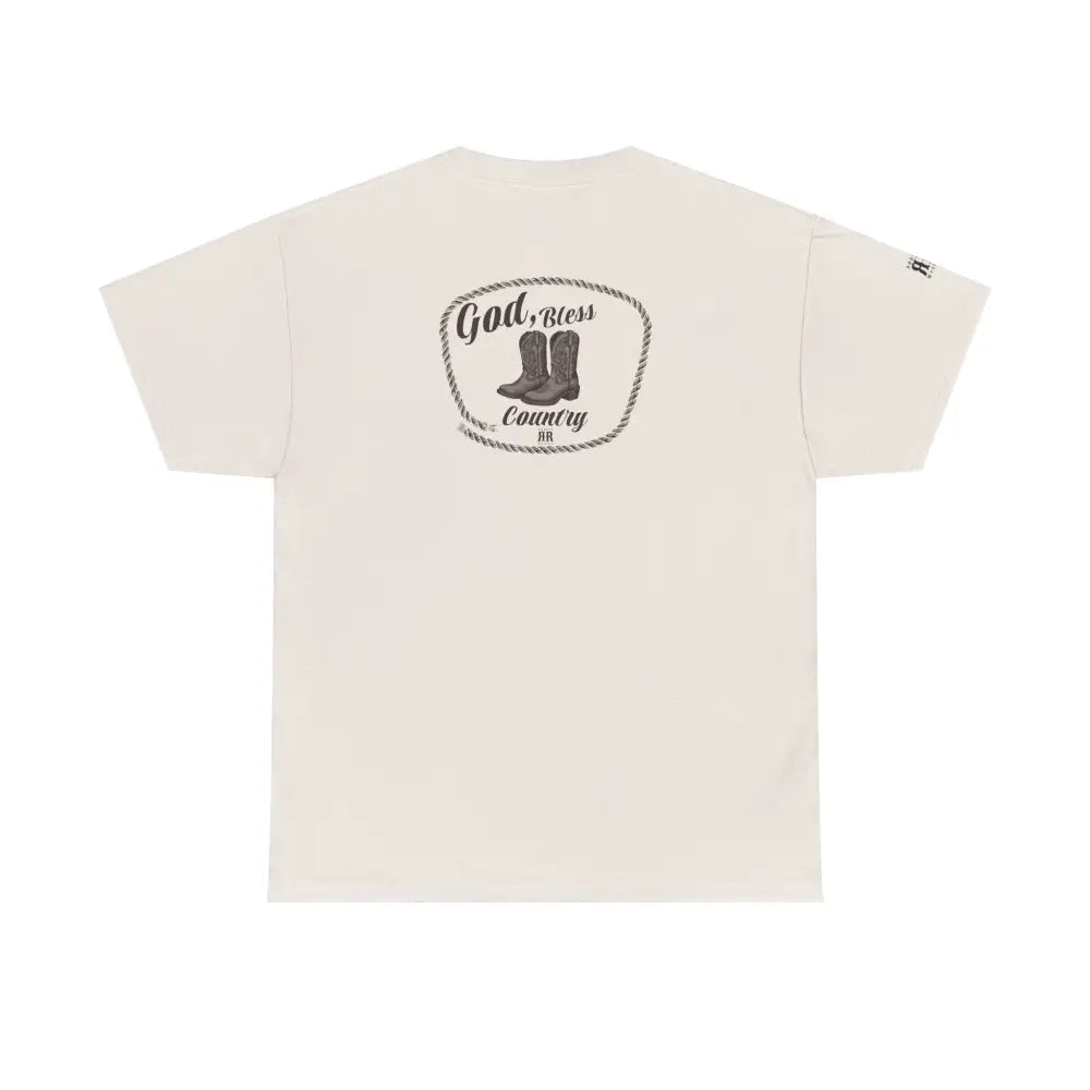 ’God Bless Country’ - Double R Western’s - Back Graphic Heavy Cotton Tee - Ice Grey / S - T-Shirt