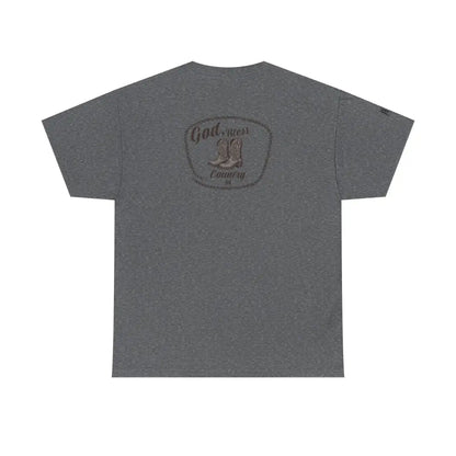’God Bless Country’ - Double R Western’s - Back Graphic Heavy Cotton Tee - Graphite Heather / S - T-Shirt
