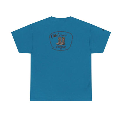 ’God Bless Country’ - Double R Western’s - Back Graphic Heavy Cotton Tee - Antique Sapphire / S - T-Shirt