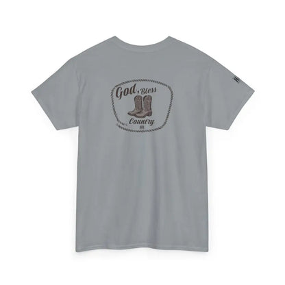 ’God Bless Country’ - Double R Western’s - Back Graphic Heavy Cotton Tee - Gravel / S - T-Shirt