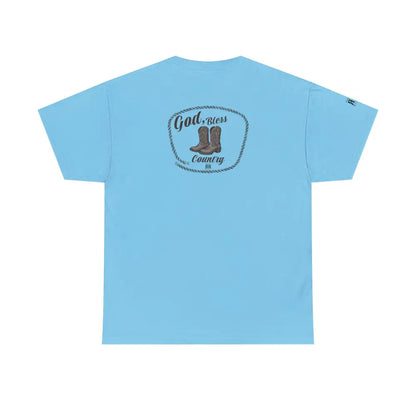 ’God Bless Country’ Double R Western’s Back Graphic Heavy Cotton Tee Sky / S T Shirt