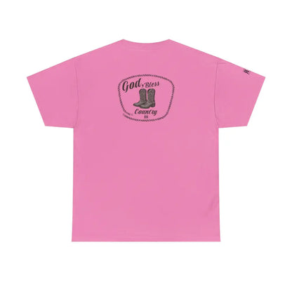’God Bless Country’ Double R Western’s Back Graphic Heavy Cotton Tee Azalea / S T Shirt