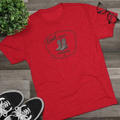 ’God Bless Country Heritage Tee’ Double R Western’s T Shirt Tri Blend Crew Tee S / Tri Blend Vintage Red T Shirt