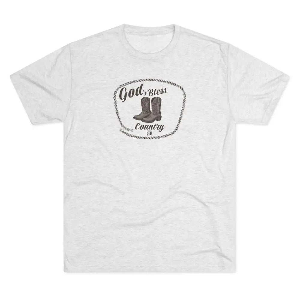 ’God Bless Country Heritage Tee’ Double R Western’s T Shirt Tri Blend Crew Tee S / Tri Blend Heather White T Shirt