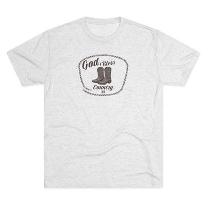 ’God Bless Country Heritage Tee’ Double R Western’s T Shirt Tri Blend Crew Tee S / Tri Blend Heather White T Shirt