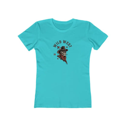 ’Grim Rider’ Double R Western™ The Boyfriend Tee for Women S / Solid Tahiti Blue T Shirt