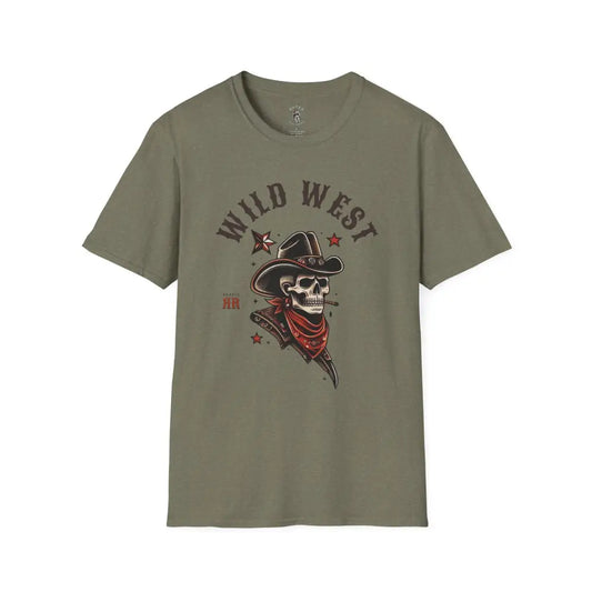 ’Grim Rider’ - Double R Western’s™ - Softstyle T-Shirt - S / Heather Military Green - T-Shirt