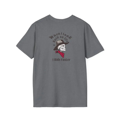 ’Grim Rider looking back’ BACK DESIGN Double R Western’s™ Softstyle T Shirt S / Graphite Heather T Shirt