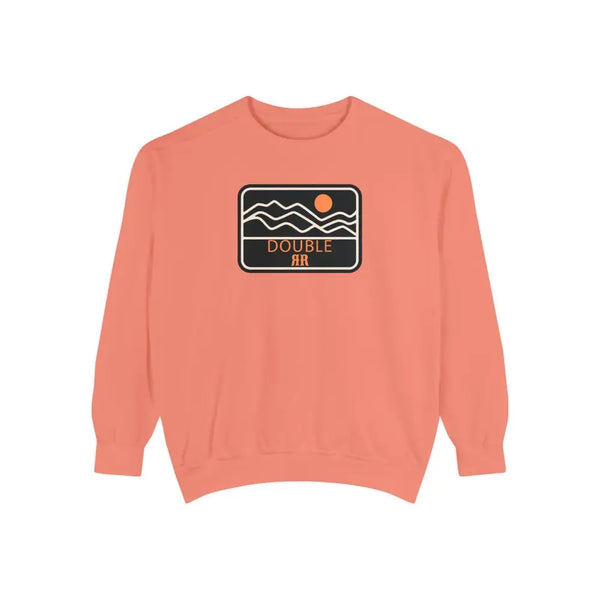 Coral sweatshirt with front Double R logo patch and graphic waves