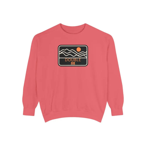 Coral sweatshirt with front Double R logo patch and graphic waves