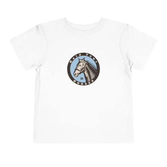 ’Hold Your Horses’ Double R Western’s ™ - Toddler Short Sleeve Tee f - White / 2T - Kids clothes