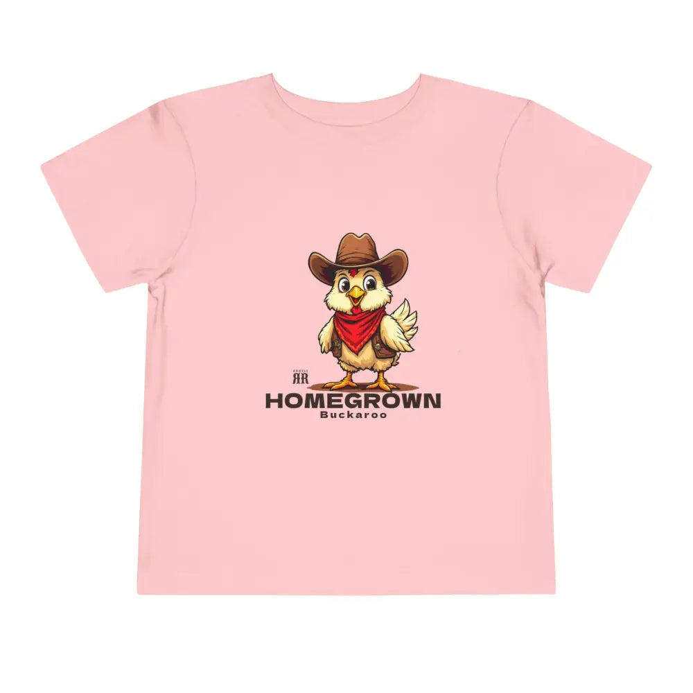 ’Homegrown Buckaroo’ Chicken-Cowboy’ - Double R Western’s ™ - Toddler Short Sleeve Tee - Pink / 2T - Kids clothes