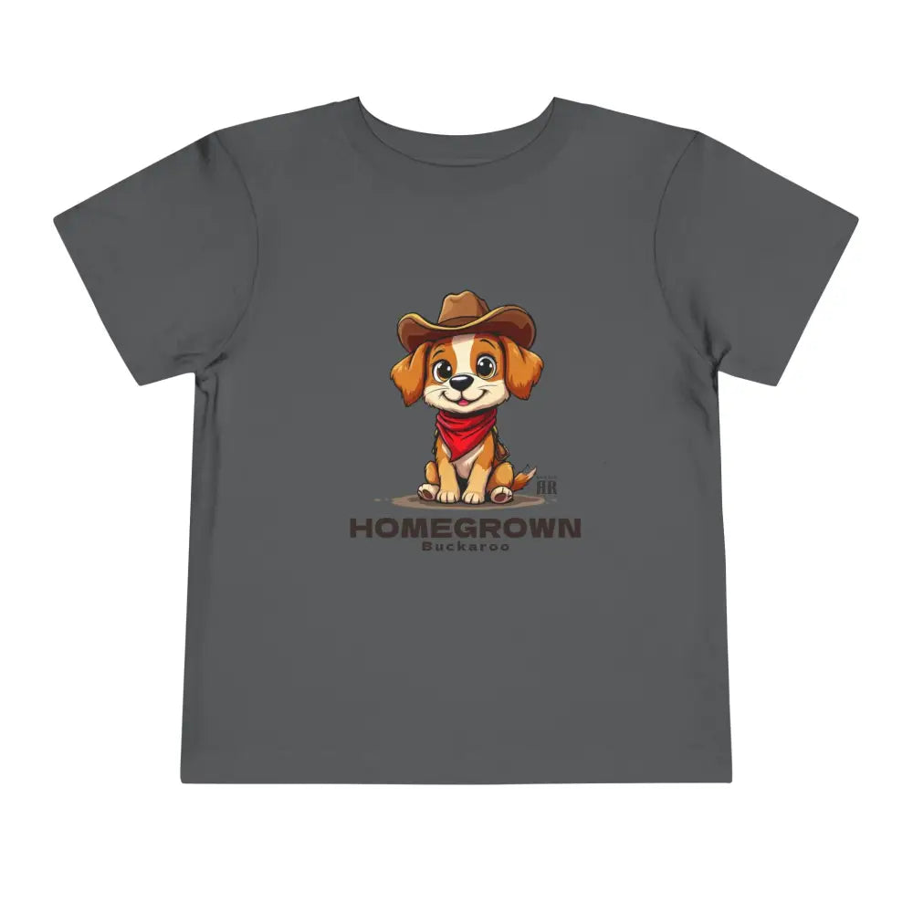 ’Homegrown Buckaroo’ Dog-Cowboy’ - Double R Western’s - Toddler Short Sleeve Tee - Asphalt / 2T - Kids clothes