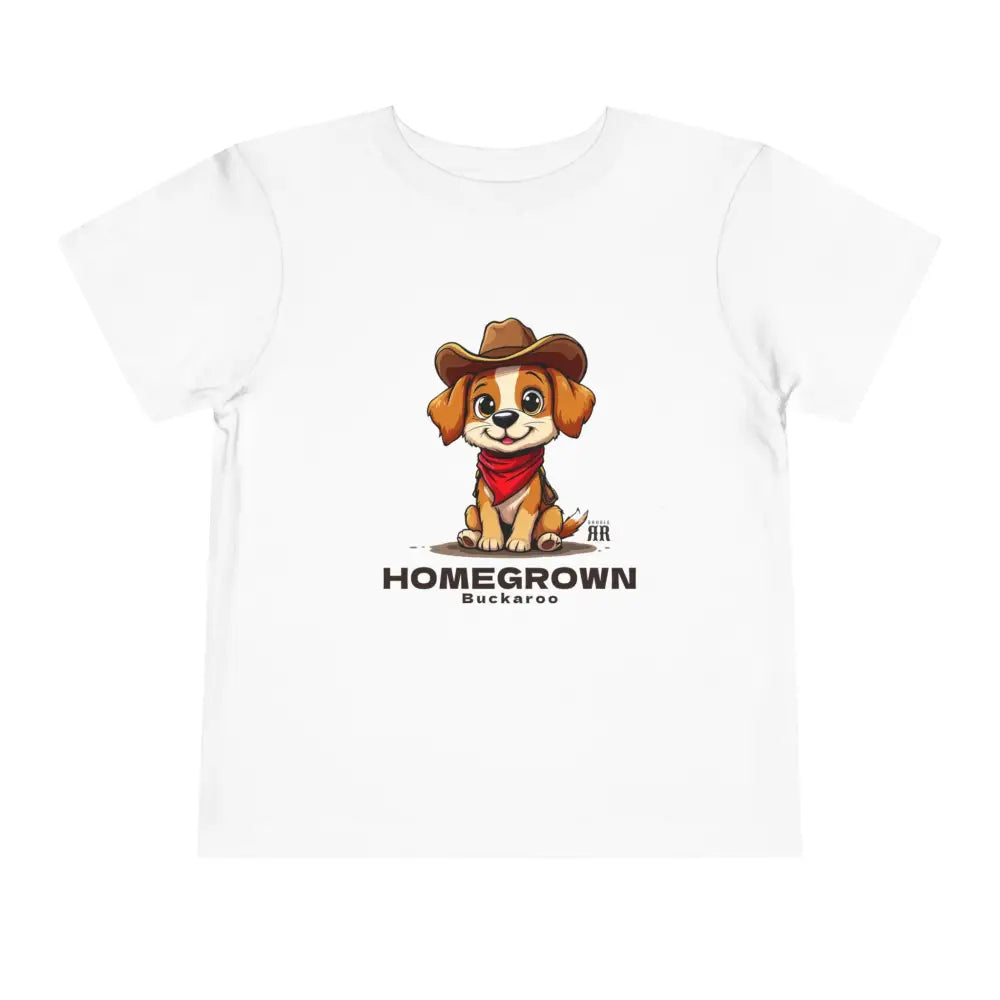 ’Homegrown Buckaroo’ Dog-Cowboy’ - Double R Western’s - Toddler Short Sleeve Tee - White / 2T - Kids clothes