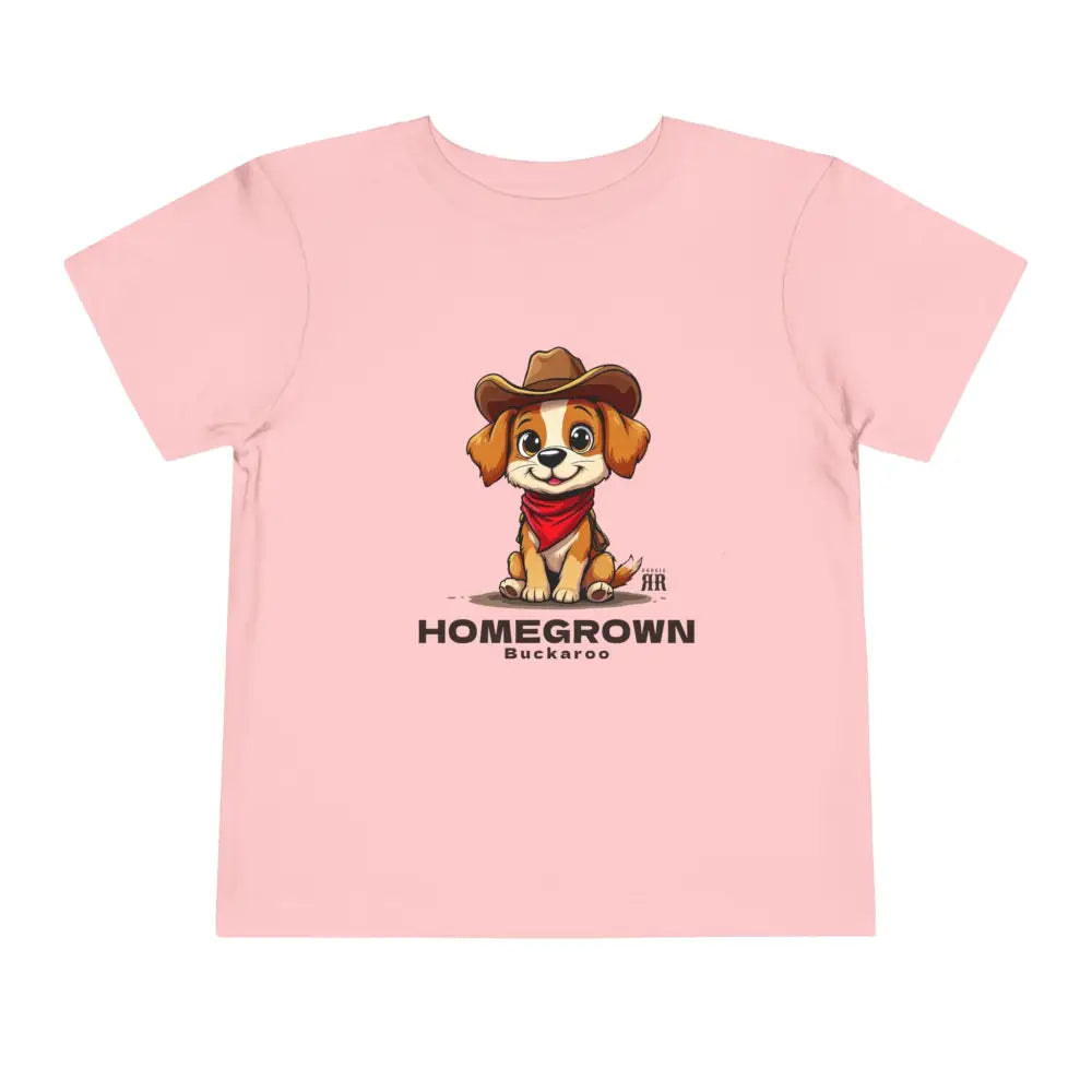 ’Homegrown Buckaroo’ Dog-Cowboy’ - Double R Western’s - Toddler Short Sleeve Tee - Pink / 2T - Kids clothes