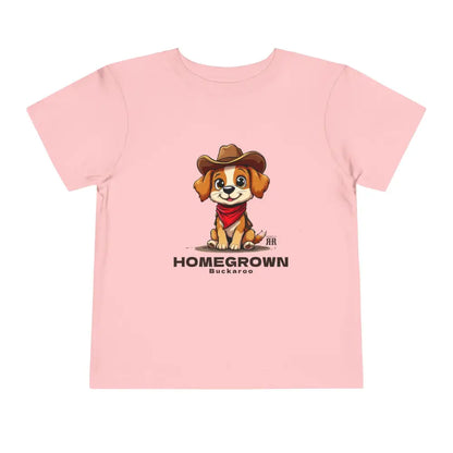 ’Homegrown Buckaroo’ Dog-Cowboy’ - Double R Western’s - Toddler Short Sleeve Tee - Pink / 2T - Kids clothes