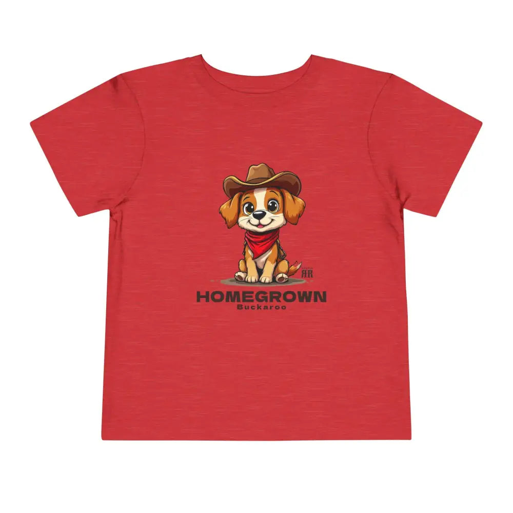 ’Homegrown Buckaroo’ Dog-Cowboy’ - Double R Western’s - Toddler Short Sleeve Tee - Heather Red / 2T - Kids clothes