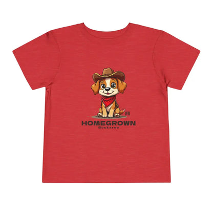 ’Homegrown Buckaroo’ Dog-Cowboy’ - Double R Western’s - Toddler Short Sleeve Tee - Heather Red / 2T - Kids clothes
