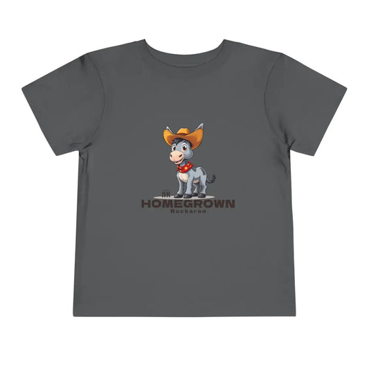 ’Homegrown Buckaroo’ Donkey-Cowboy’ - Double R Western’s ™ - Toddler Short Sleeve Tee - Asphalt / 2T - Kids clothes