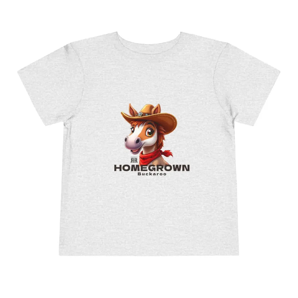 ’Homegrown Buckaroo’ Horse-Cowboy’ - Double R Western’s ™ - Toddler Short Sleeve Tee - Athletic Heather / 2T - Kids