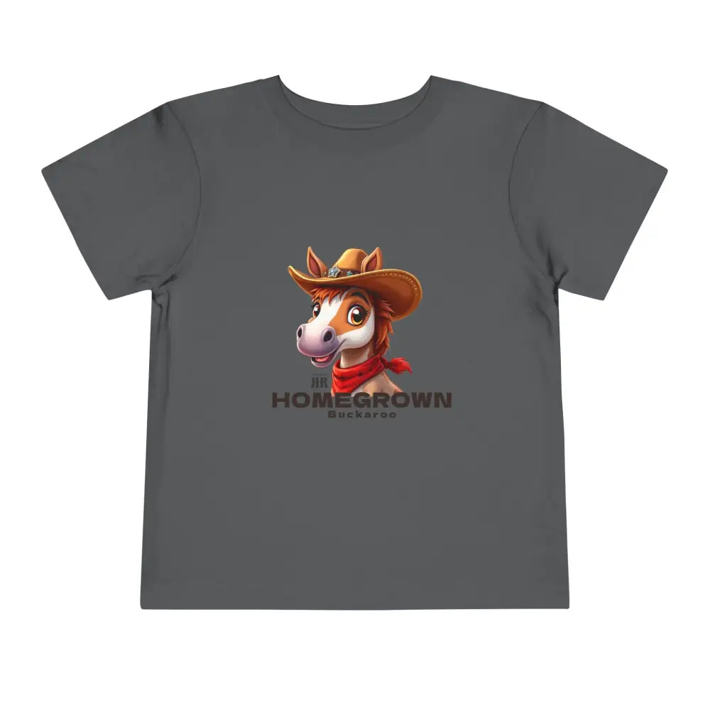 ’Homegrown Buckaroo’ Horse-Cowboy’ - Double R Western’s ™ - Toddler Short Sleeve Tee - Asphalt / 2T - Kids clothes