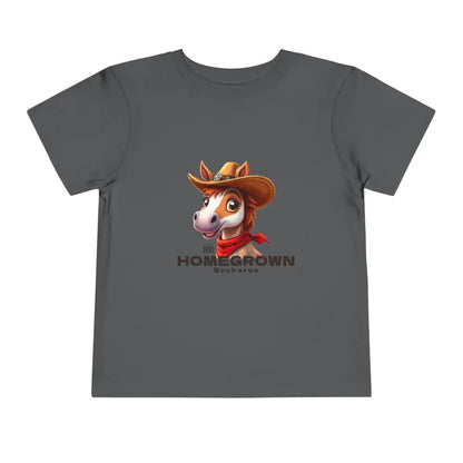 ’Homegrown Buckaroo’ Horse-Cowboy’ - Double R Western’s ™ - Toddler Short Sleeve Tee - Asphalt / 2T - Kids clothes