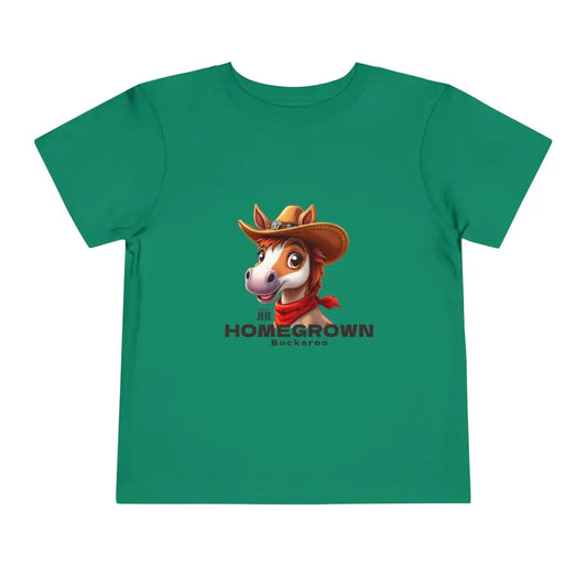 ’Homegrown Buckaroo’ Horse-Cowboy’ - Double R Western’s ™ - Toddler Short Sleeve Tee - Kelly / 2T - Kids clothes