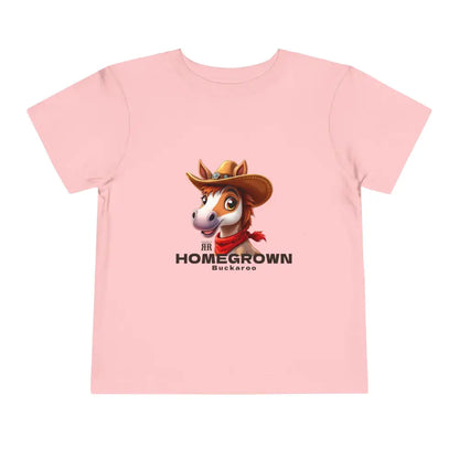 ’Homegrown Buckaroo’ Horse-Cowboy’ - Double R Western’s ™ - Toddler Short Sleeve Tee - Pink / 2T - Kids clothes