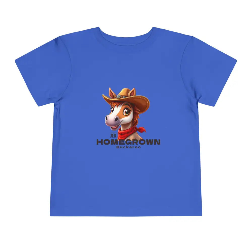 ’Homegrown Buckaroo’ Horse-Cowboy’ - Double R Western’s ™ - Toddler Short Sleeve Tee - True Royal / 2T - Kids clothes